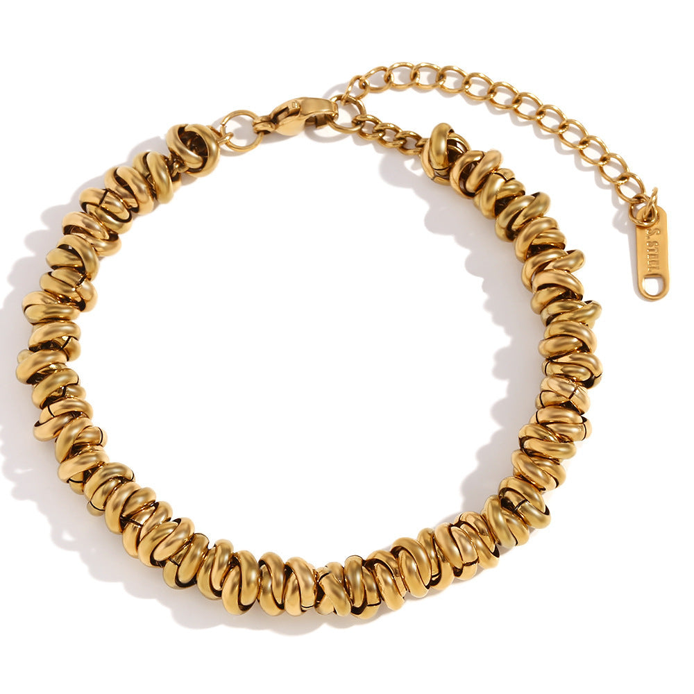 Hand-assembled Gold Hoop Necklace