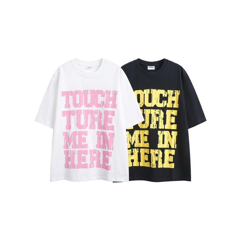 White Distressed Letter Graphic Loose Short Sleeve T-Shirt - Image 5
