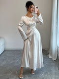 Leopard Long Sleeve Tie Back Maxi Dress