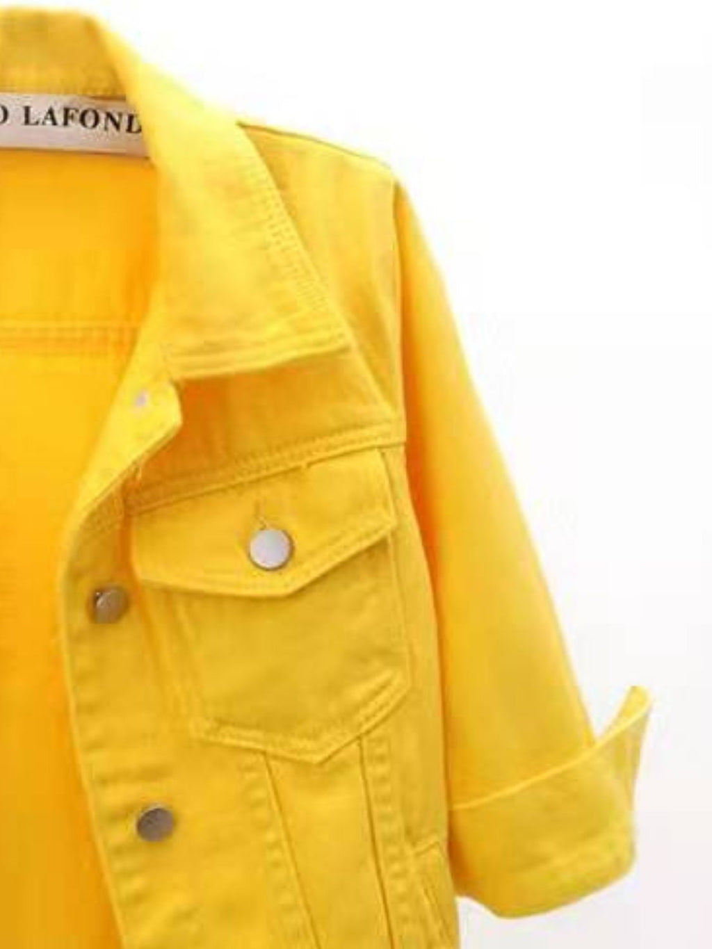 Women's Bright Yellow Cropped Button-Down Trucker Jacket - Image 3