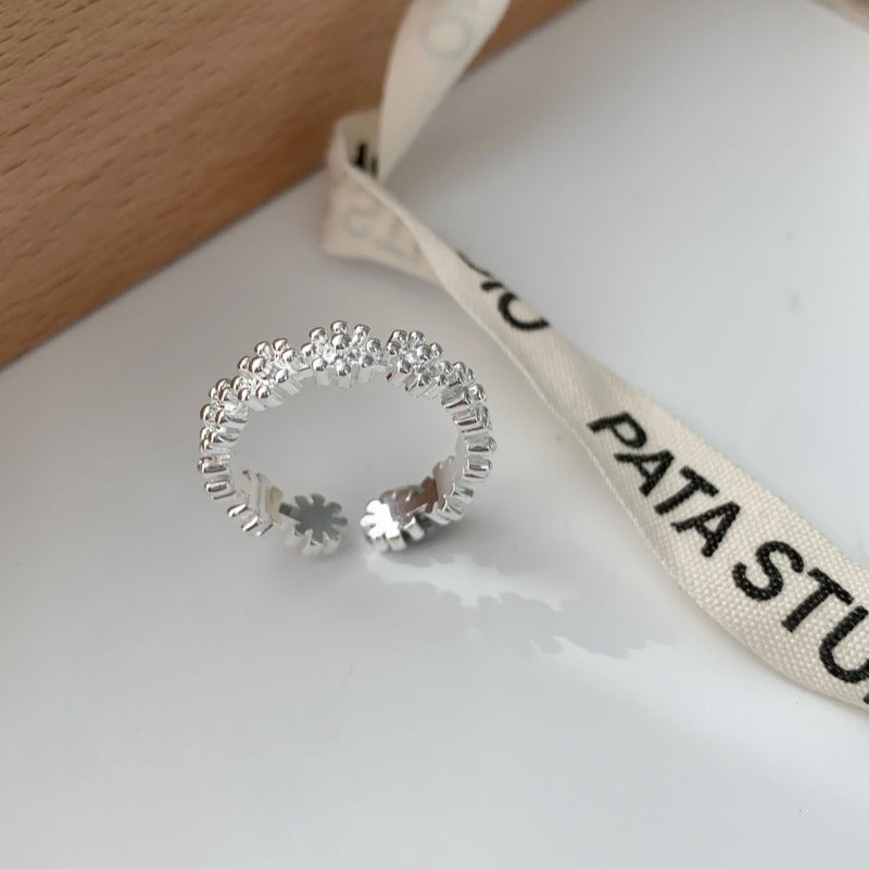 Sweet Flower Ring For Women, INS Style Minimalist Versatile Open Band,
