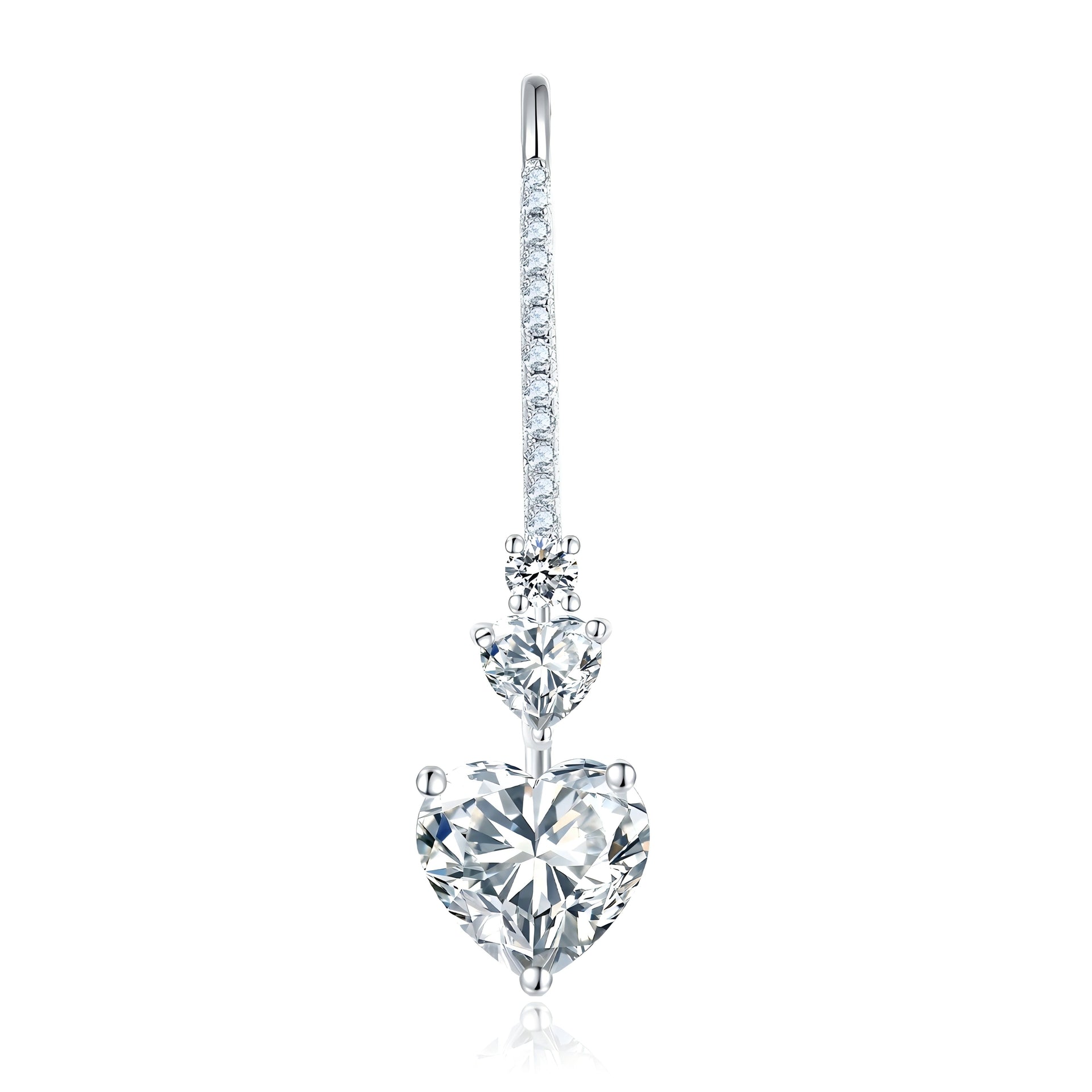S925 Sterling Silver Heart Shaped Moissanite Hook Dangle Earrings