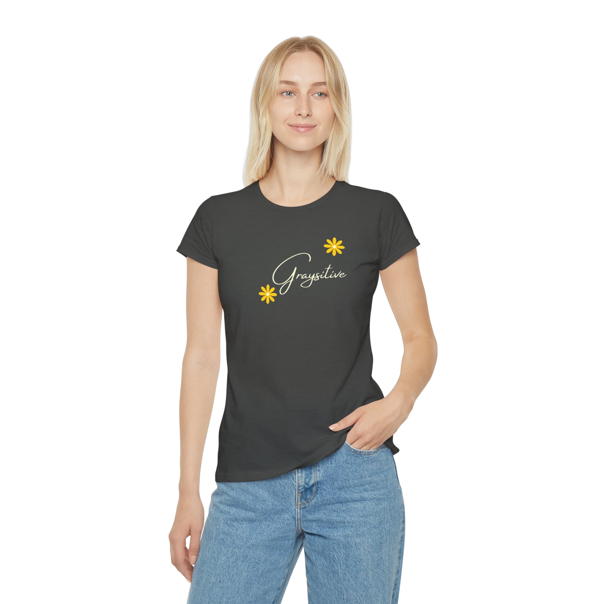 Women's Floral Graphic T-Shirt in Black, Pink, and Gray