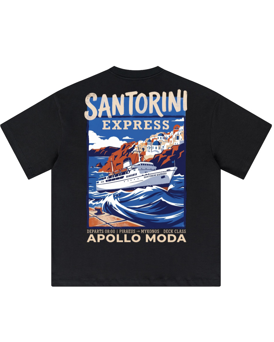 Santorini Express Oversized Graphic Tee in Black