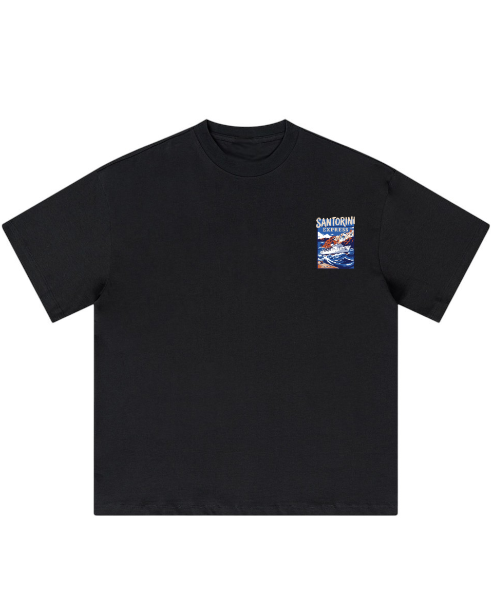 Santorini Express Oversized Graphic Tee in Black