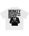'Monkey Business Only' Oversized Graphic Tee in White