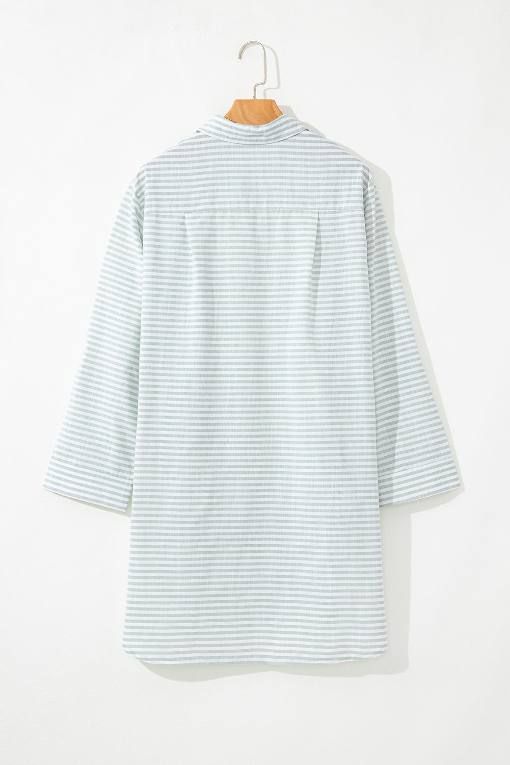 White Stripe Collared V-Neck Beach Cover Up with Chest Pocket