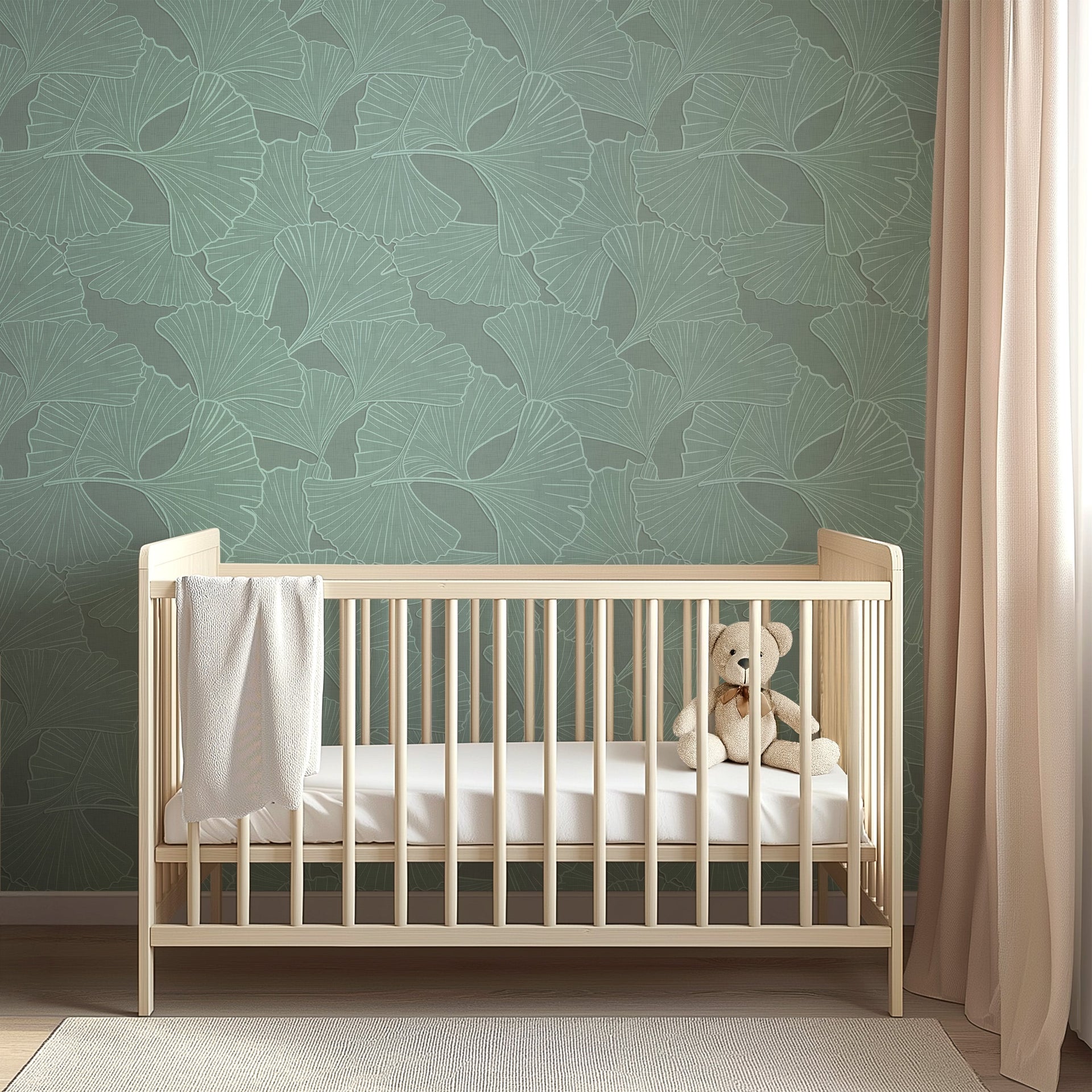 Odin Floral Wallpaper in Sage-Green and Cream