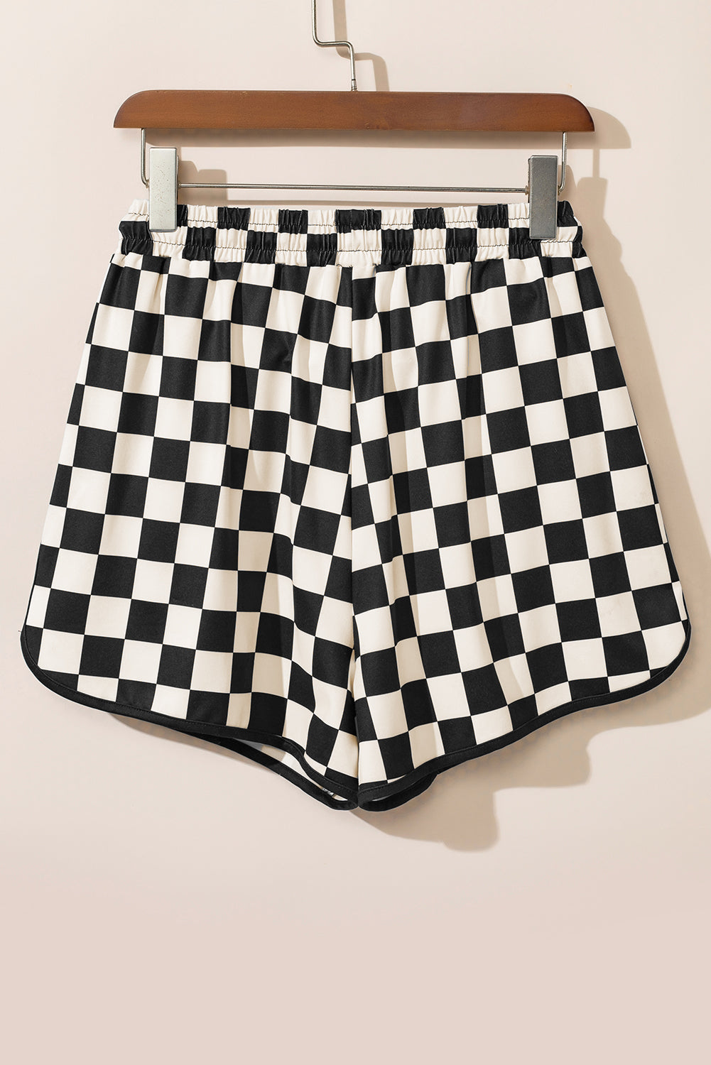 Women's Checker Drawstring Elastic Waist Shorts Casual Sporty
