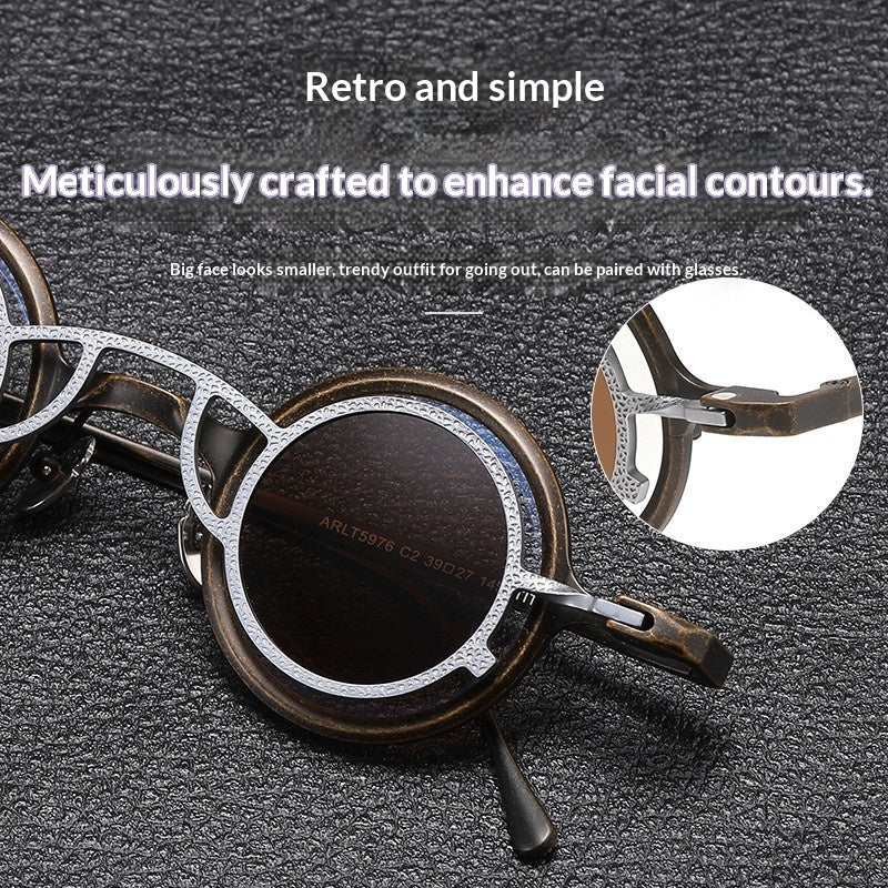 Pure Titanium Small Round Sunglasses Retro Luxury Shades