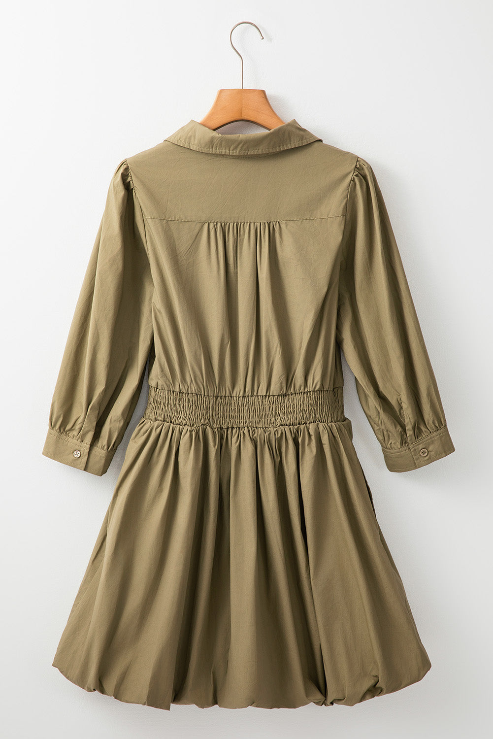 Elegant Green Smocked Mini Dress - Vintage Inspired Silhouette