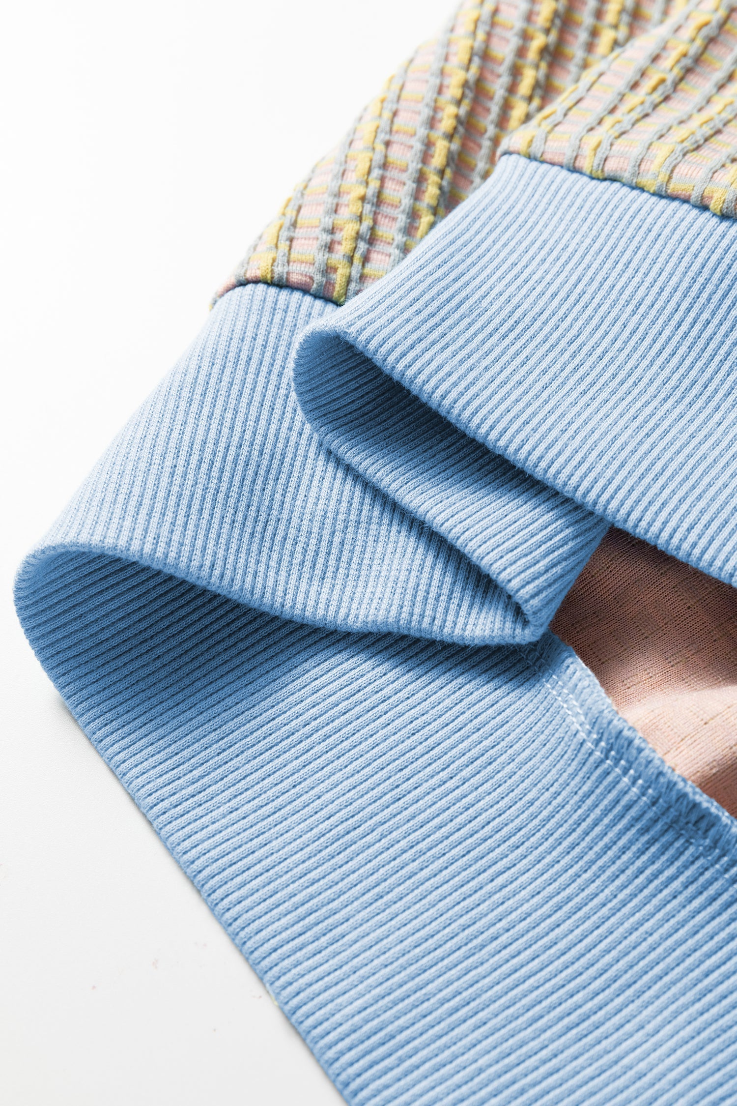 Beau Blue Button Front Jacquard Henley Sweatshirt