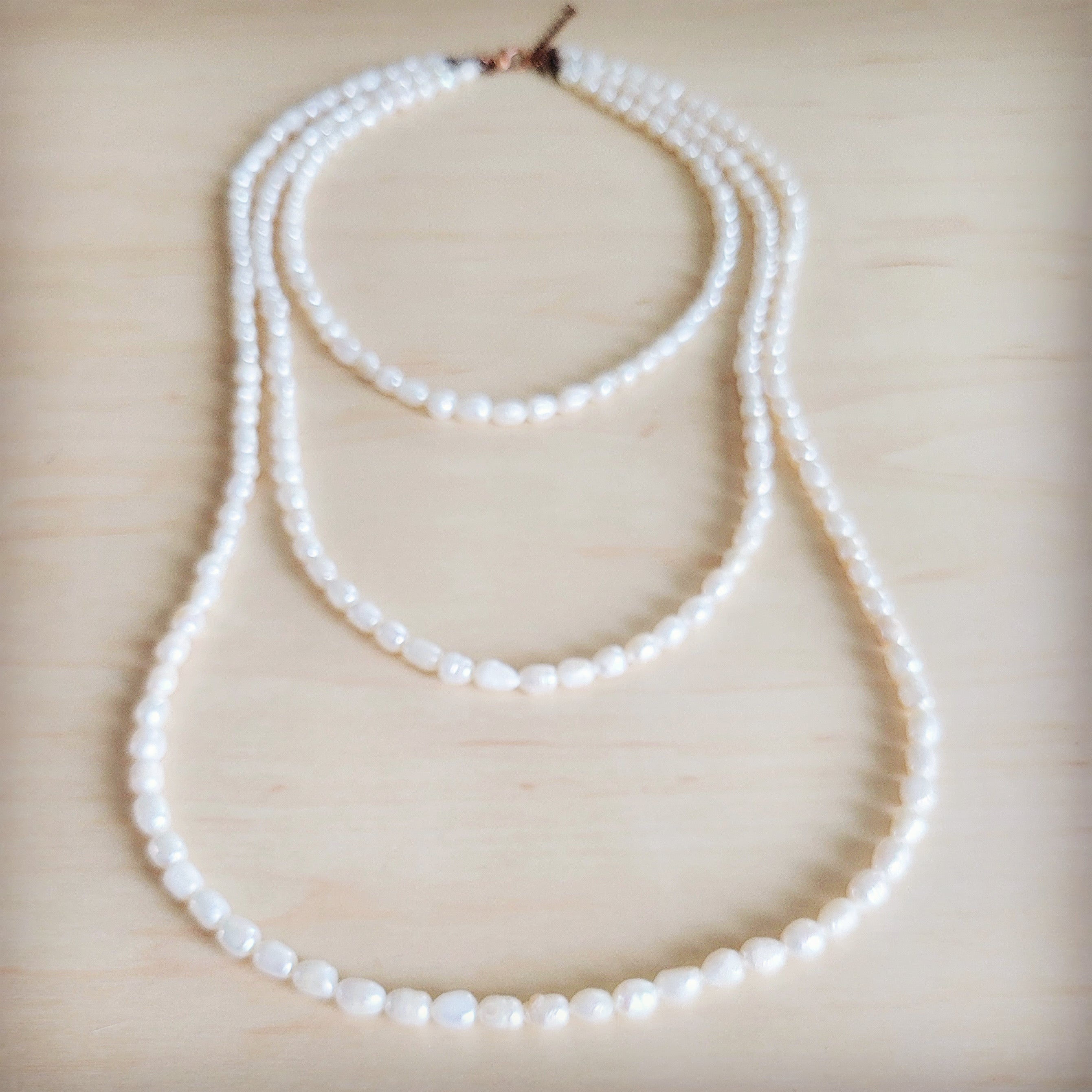 Genuine Freshwater Pearl Triple Strand Layered Boho Necklace 263r