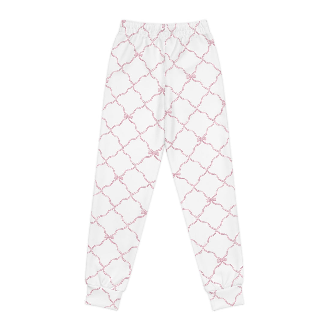 Youth Trellis Bow Joggers in Pink Comfortable Activewear Pants - Image 3