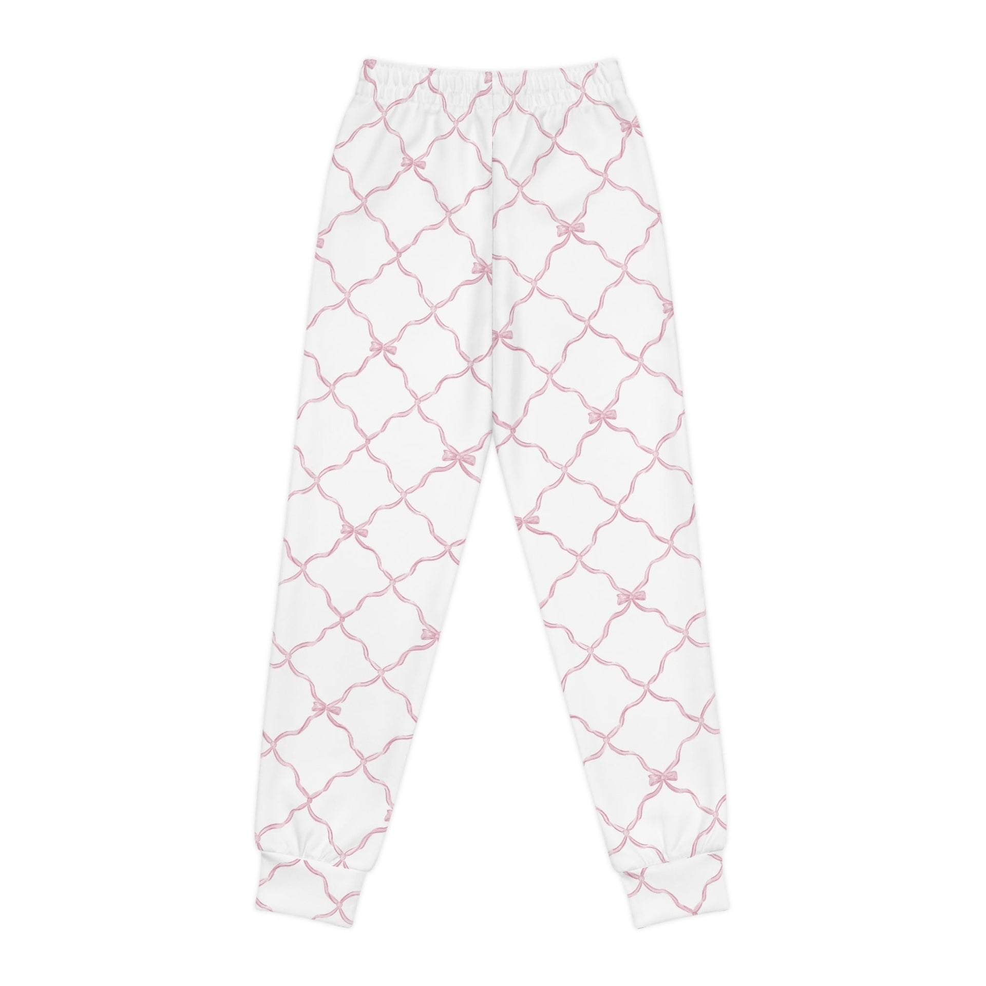 Youth Trellis Bow Joggers in Pink Comfortable Activewear Pants - Image 3