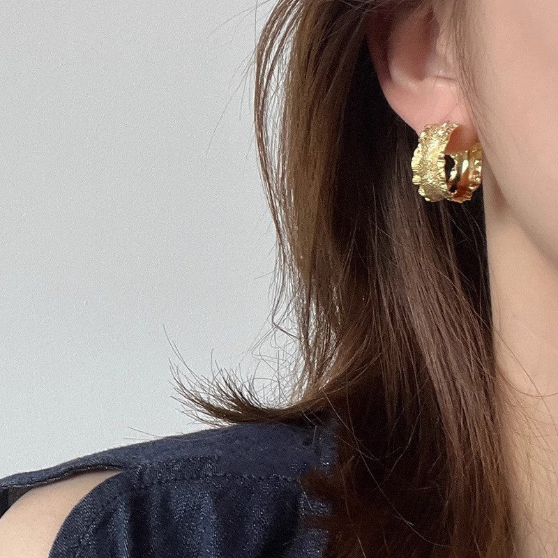 Dainty Gold Heart Stud Earrings – Minimalist 14k Gold Finish