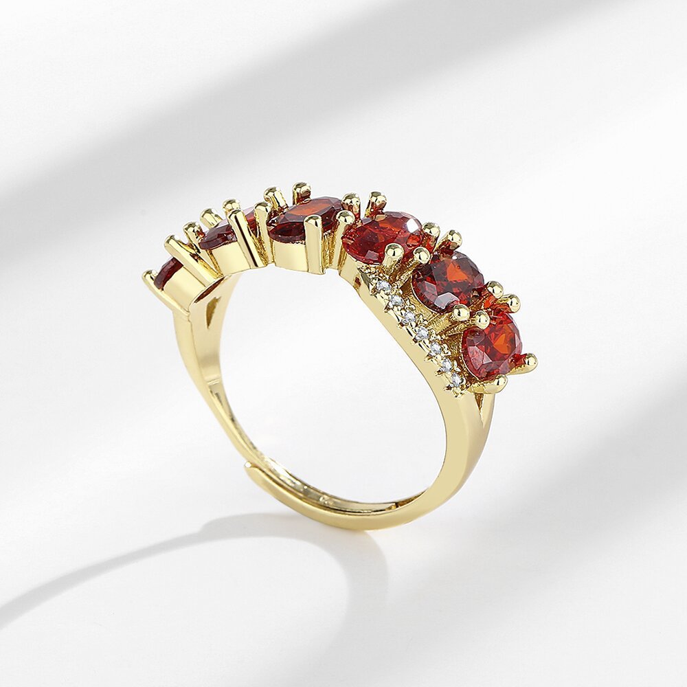Geometric 18K Gold-Tone Adjustable Hoop Ring - Light Luxury Style