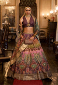 Wine-colored Rajwadi silk readymade lehenga choli with sequin detailing