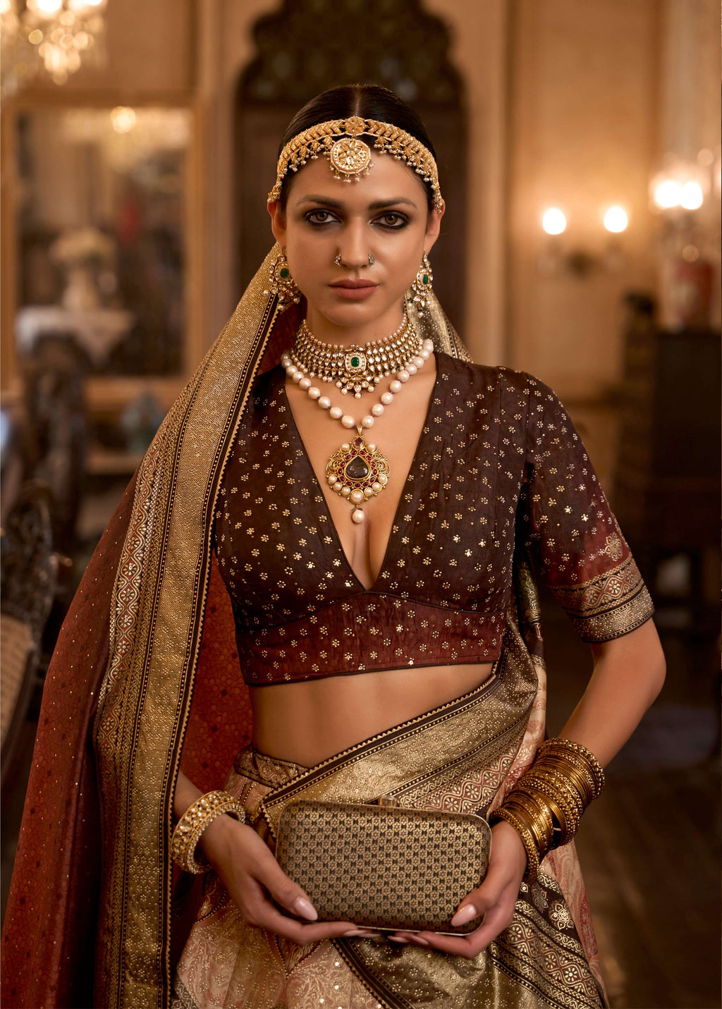 Peach Rajwadi Silk Readymade Lehenga Choli with Sequins