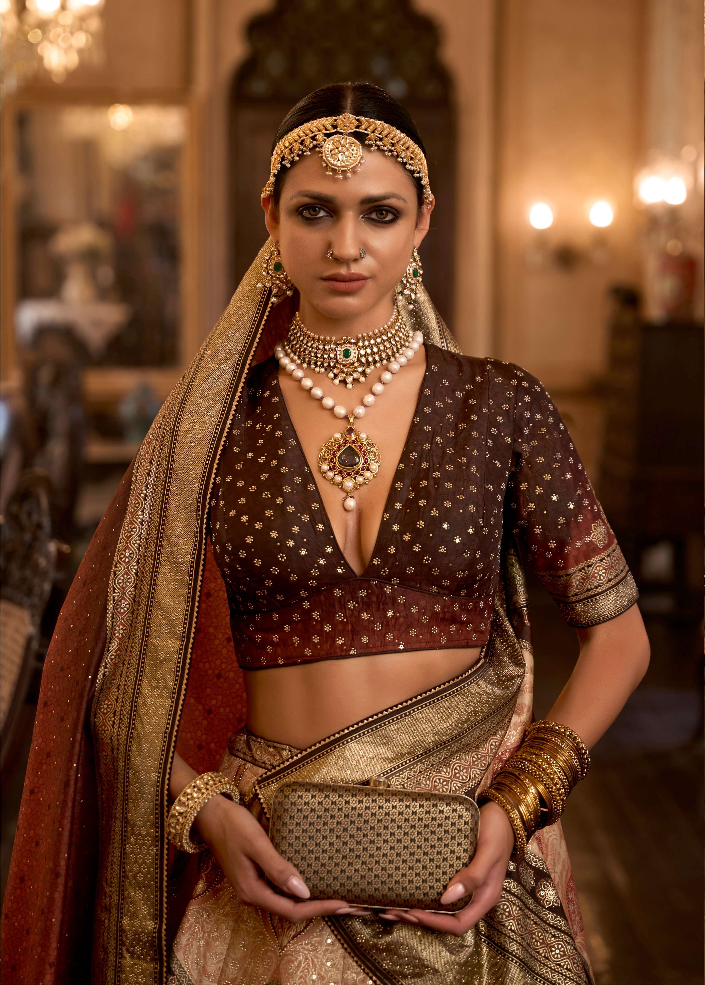 Peach Rajwadi Silk Readymade Lehenga Choli with Sequins