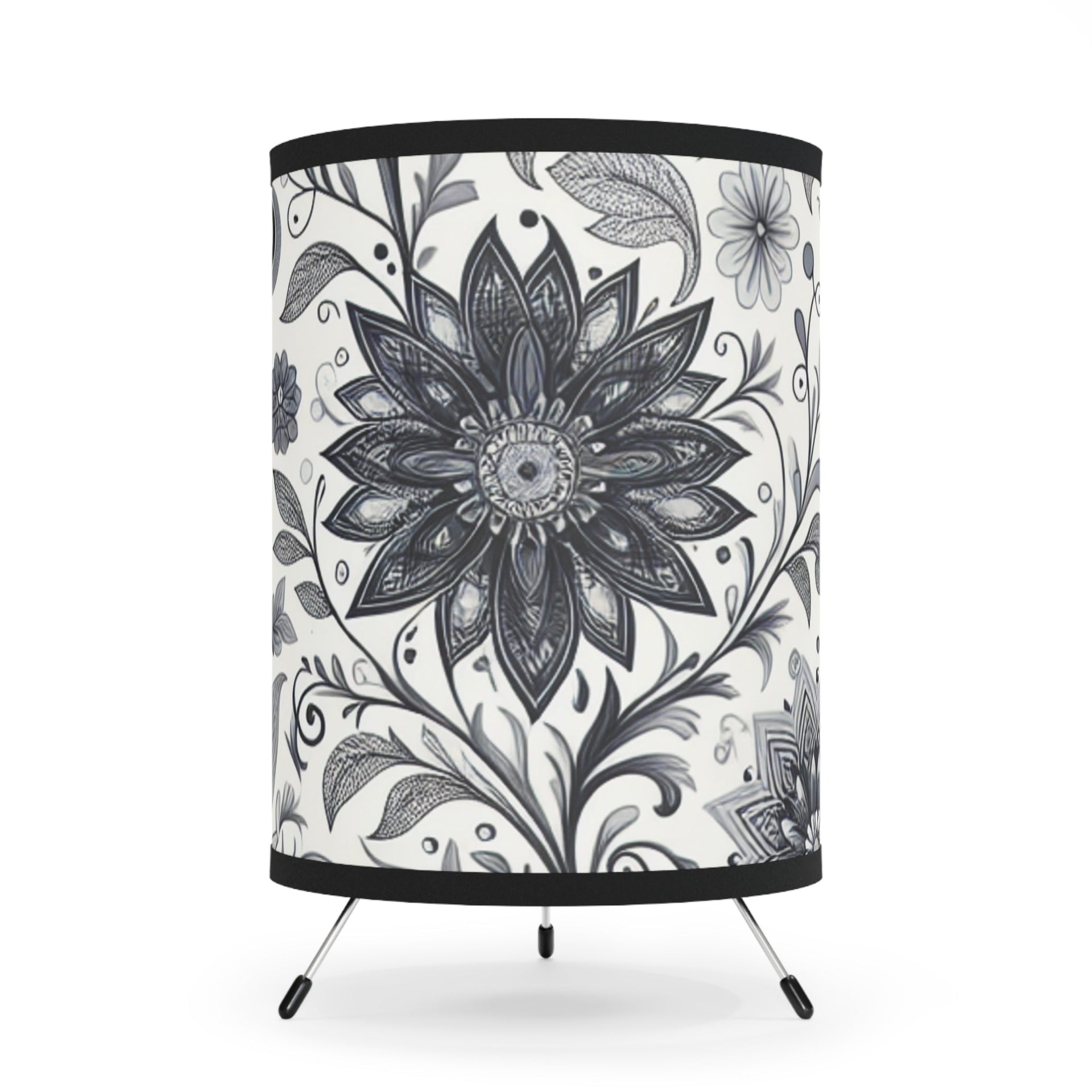 Floral Tripod Floor Lamp for Modern Living Room Decor
