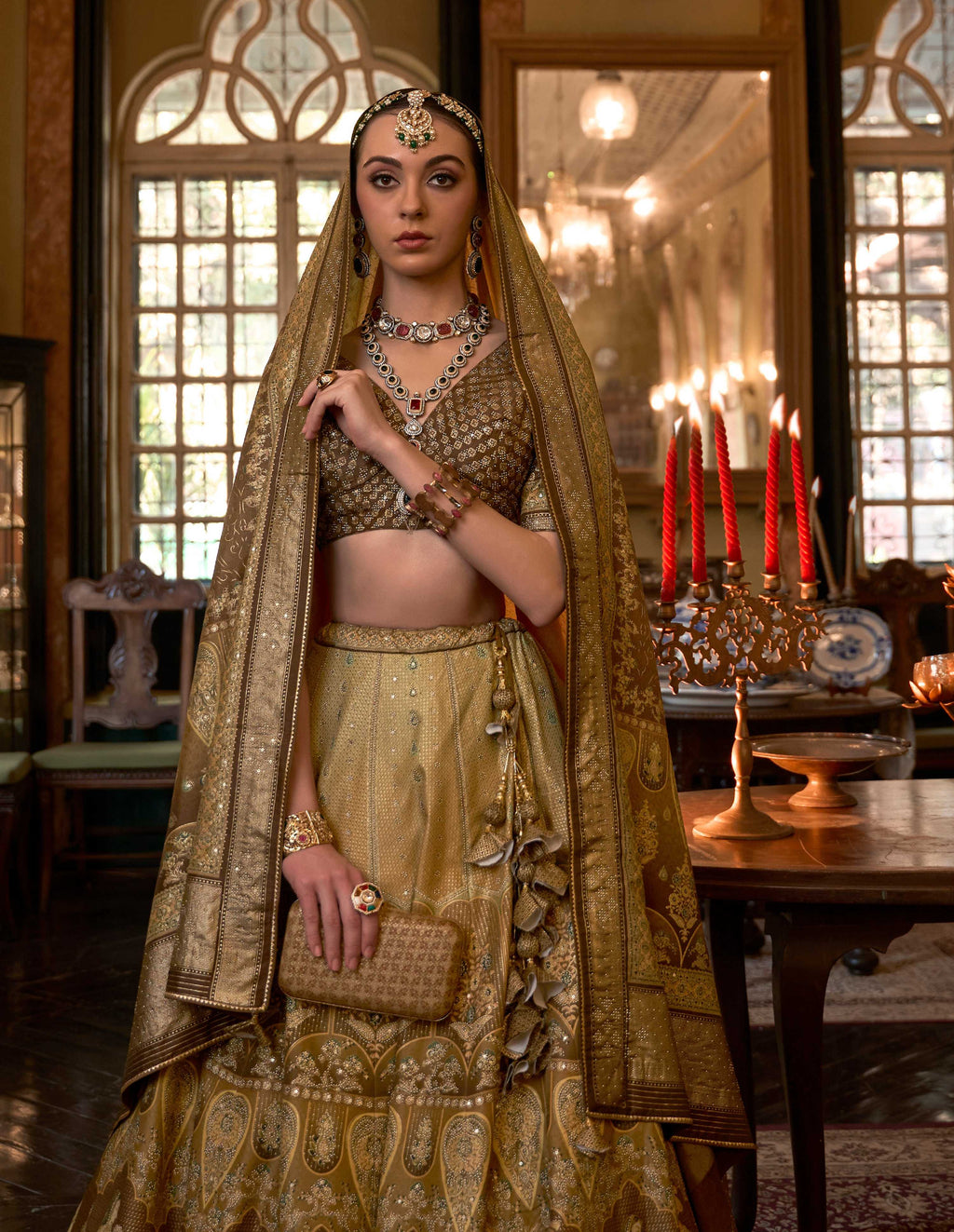 Olive Green Rajwadi Silk Designer Lehenga Choli