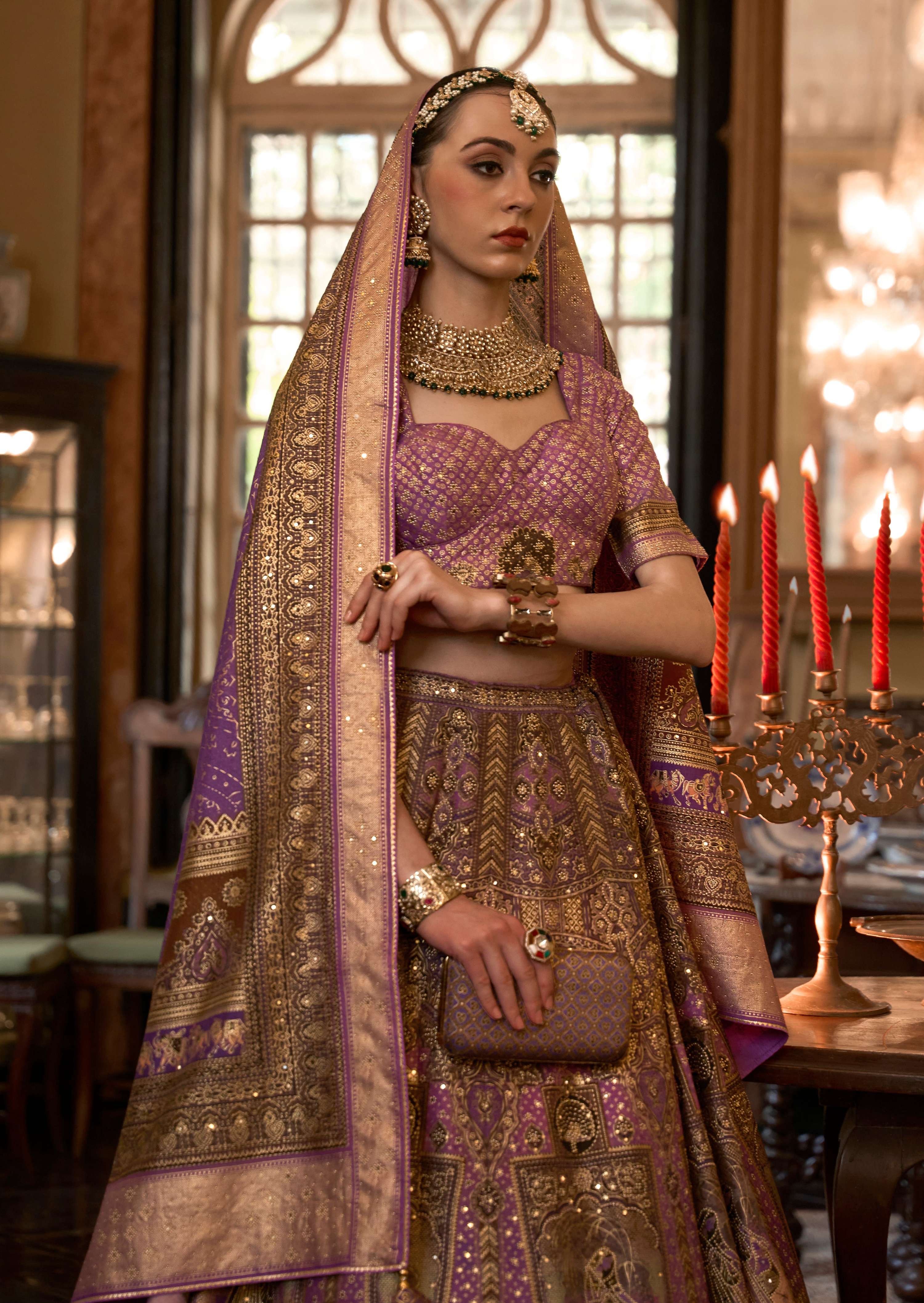 Lilac Rajwadi Silk Designer A-Line Lehenga Choli