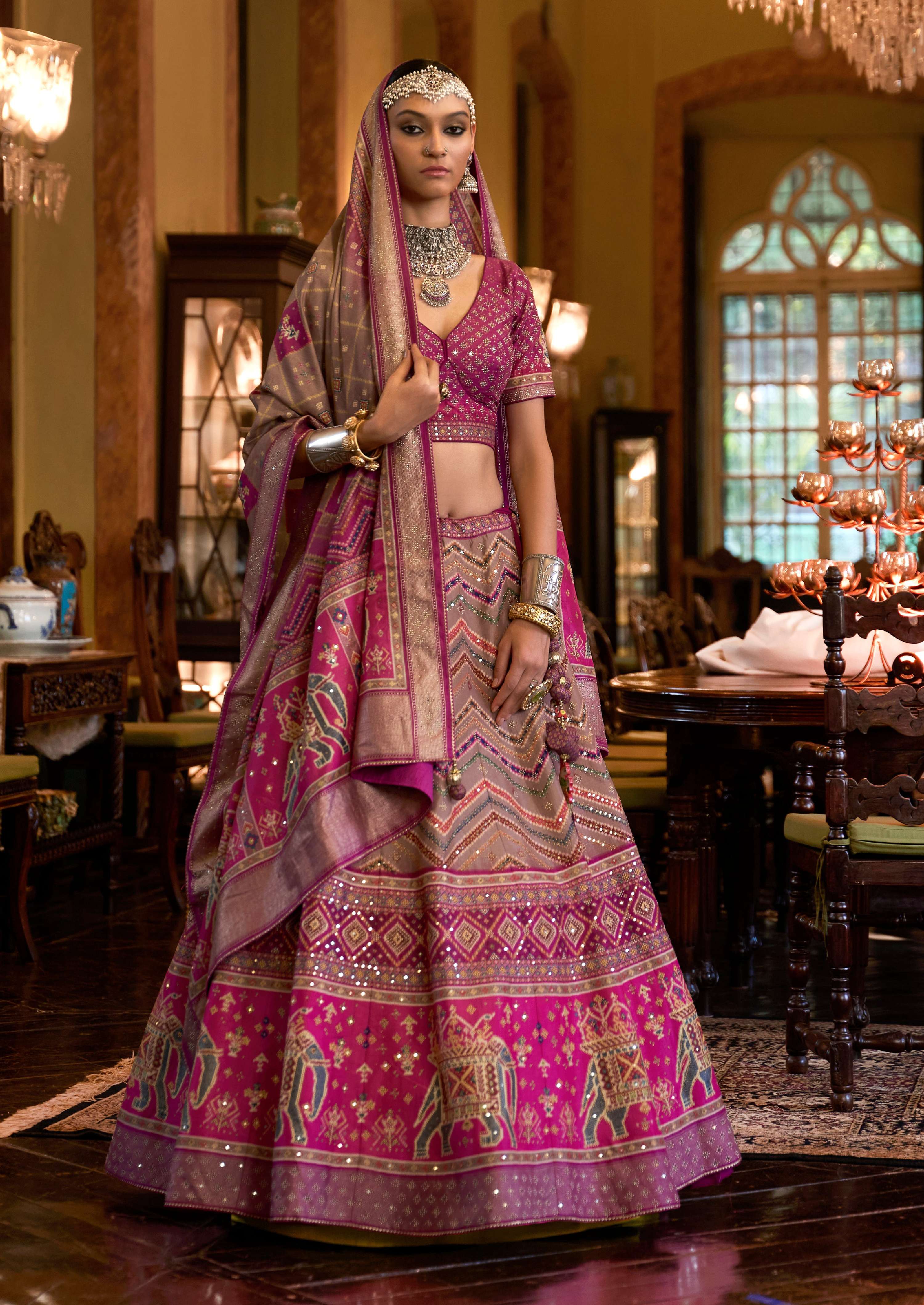 Lilac color Rajwadi silk designer lehenga choli with thread and sequin embroidery