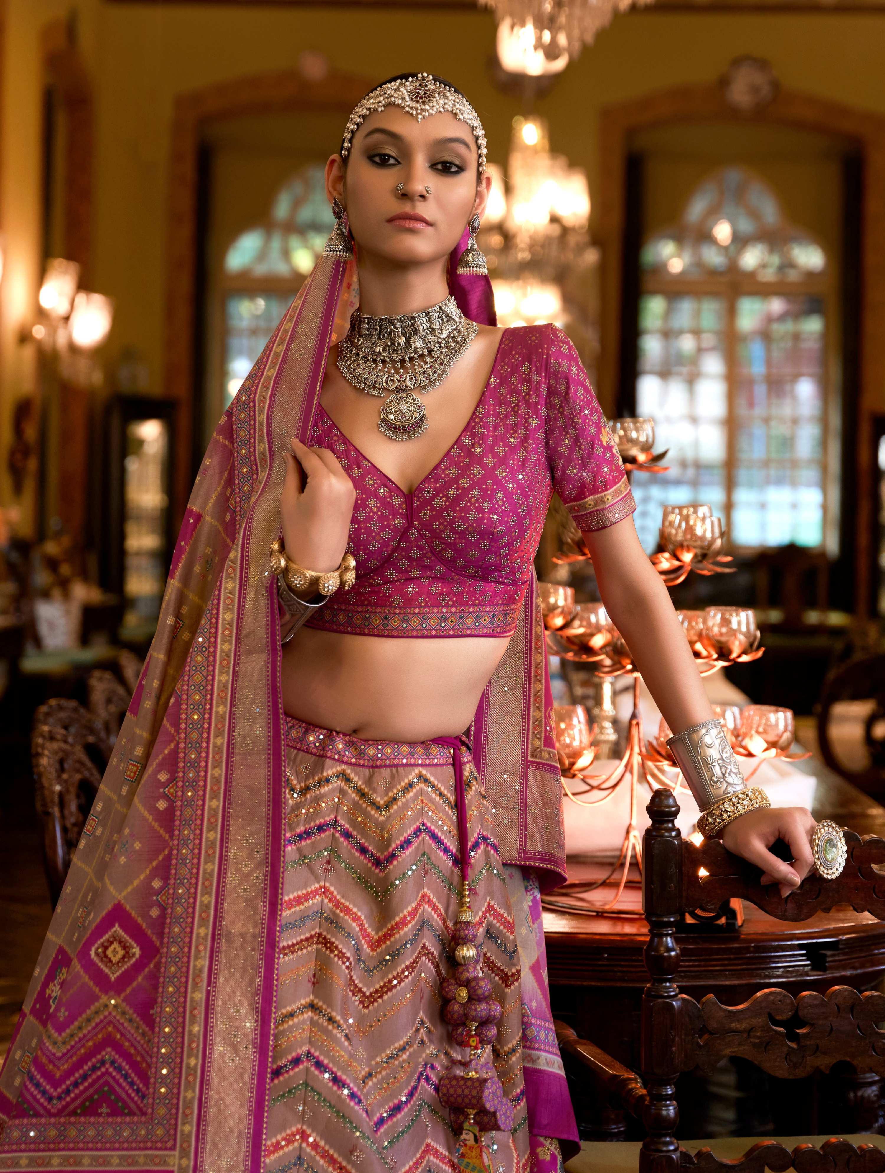 Lilac Rajwadi Silk Designer A-Line Lehenga Choli Set