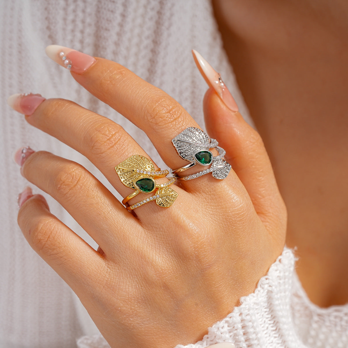 Jade Waterdrop Ring S925 Silver Plated Fashion Women Finger Jewelry For Daily Dating Banquet Party Occasions