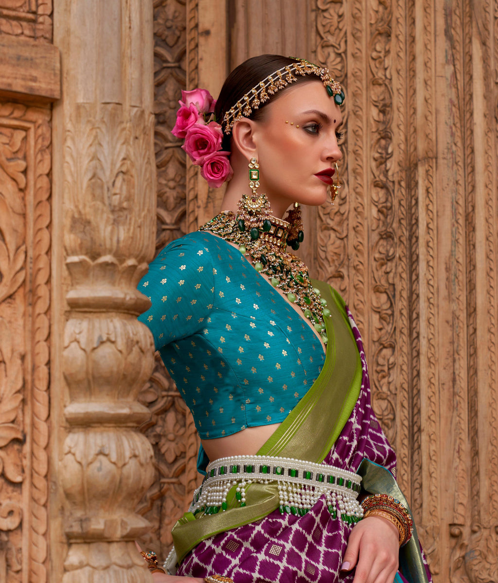 Purple Patola Silk Weaving Work Saree with Blouse