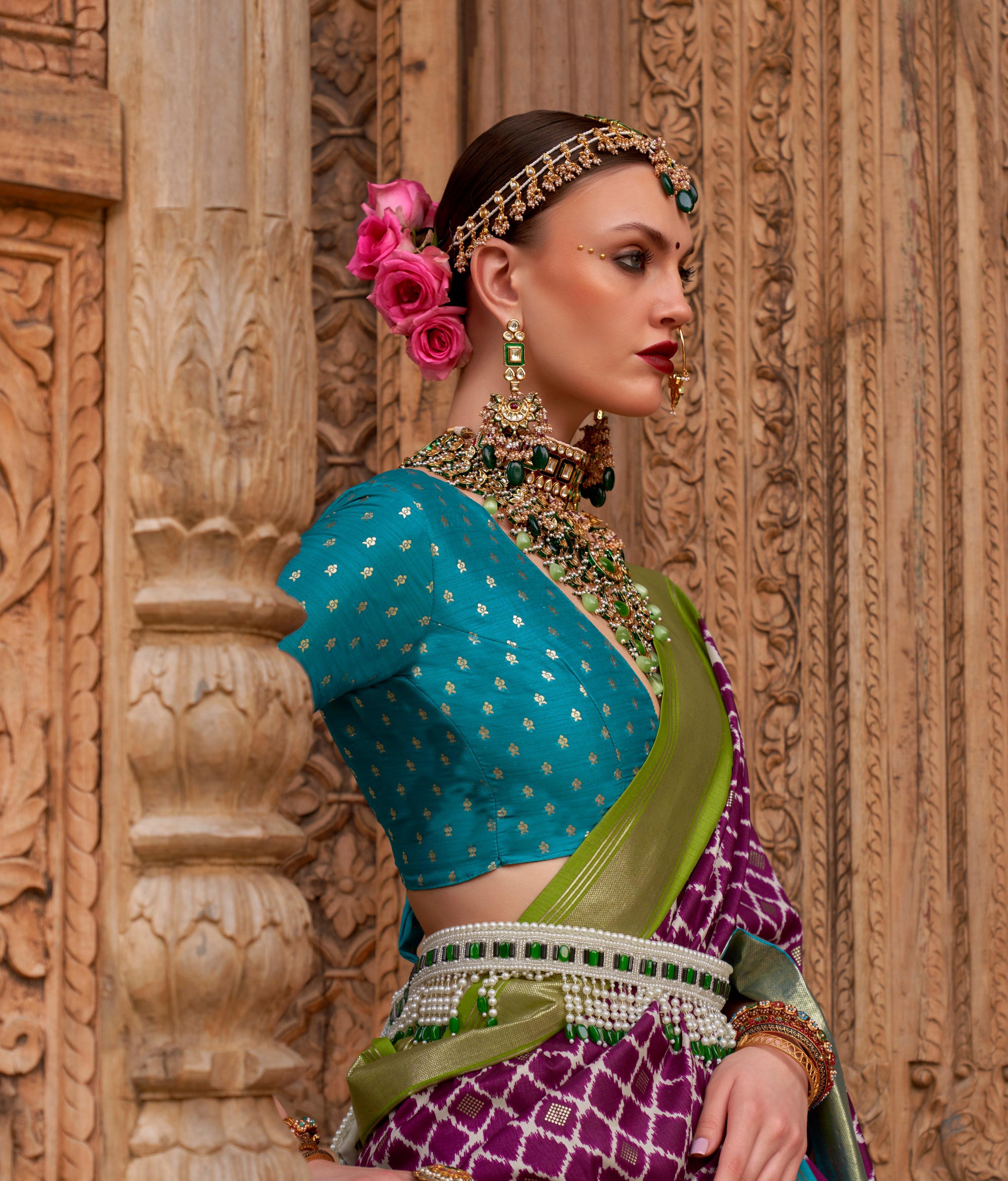 Purple Patola Silk Weaving Work Saree with Blouse