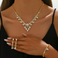 Amazon Hot Selling Jewelry Suit Necklace Earrings Bracelet All-match High-end Accessories Clavicle Chain Three-piece Set