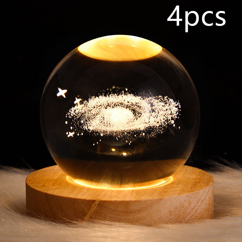 3D Galaxy Crystal Ball LED Night Light Planet Lamp Home Decor