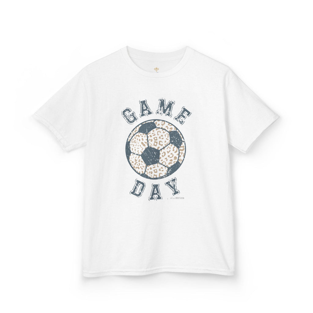 Kids Heavy Cotton Gildan Soccer Game Day Leopard Hive Tee