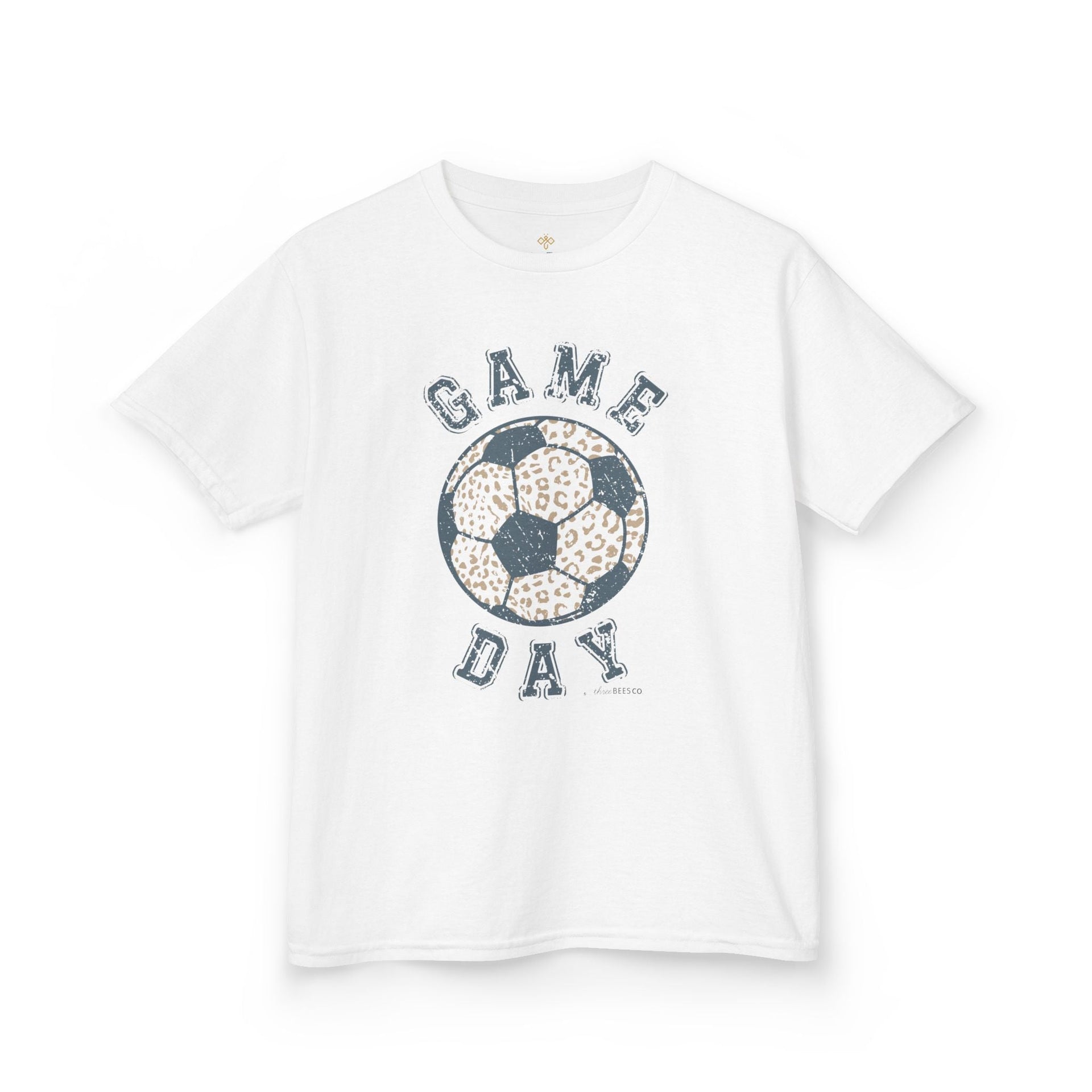 Kids Heavy Cotton Gildan Soccer Game Day Leopard Hive Tee