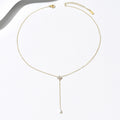 Geometric Zircon Oval Pendant Necklace in Stainless Steel