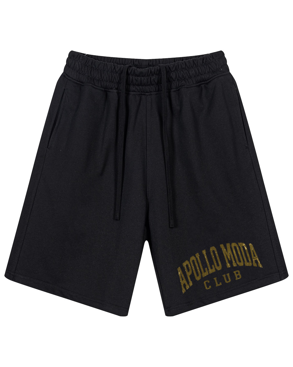 Men's Heavyweight Cotton Sweat Shorts in Black and Gold