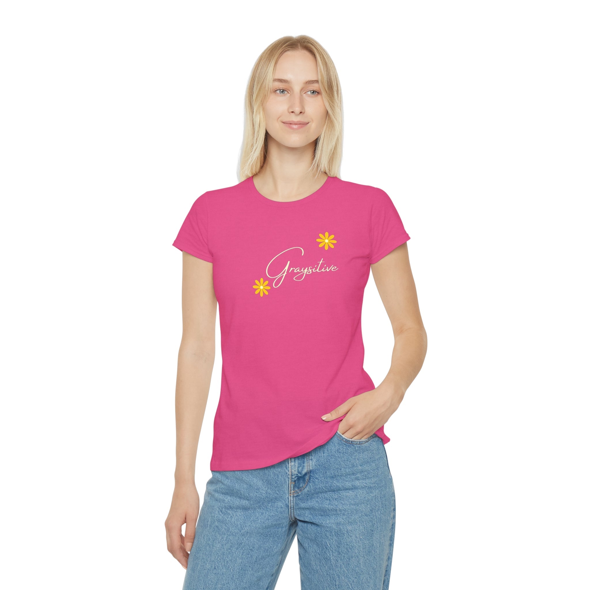 Women's Floral Graphic T-Shirt in Black, Pink, and Gray