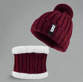 Women's Burgundy Winter Beanie Hat and Scarf Set Fleece Lined - Image 5