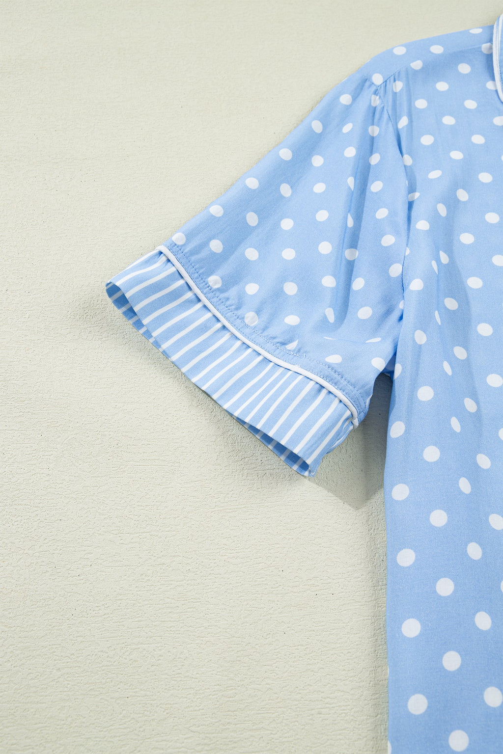Ila Soft Short Pajama Set: Light Blue Polka Dot Cotton Loungewear