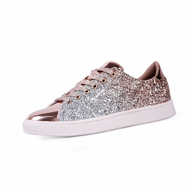 Women's Bling Green Glitter Metallic Lace-Up Sneakers - Image 6