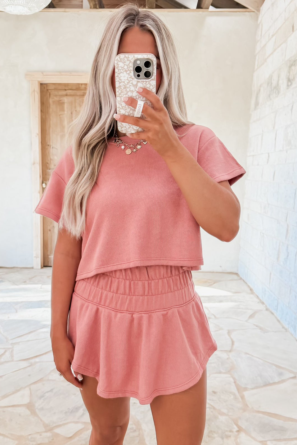 Blossom Cropped Tee & Ruffle Skort Set - 2pc