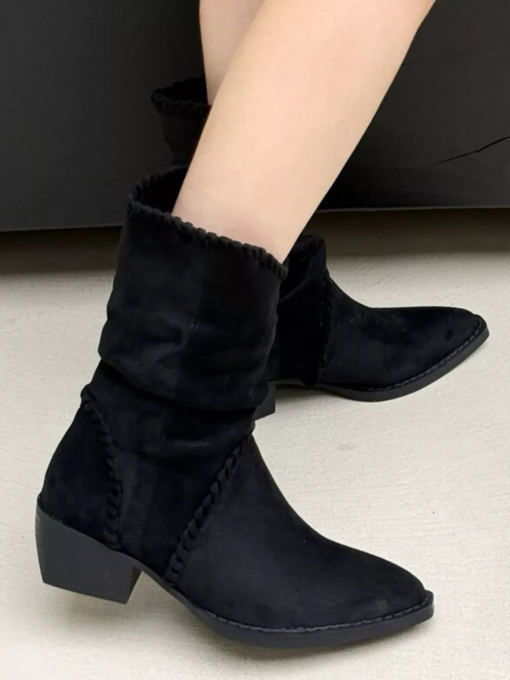 Point Toe Block Heels Boots