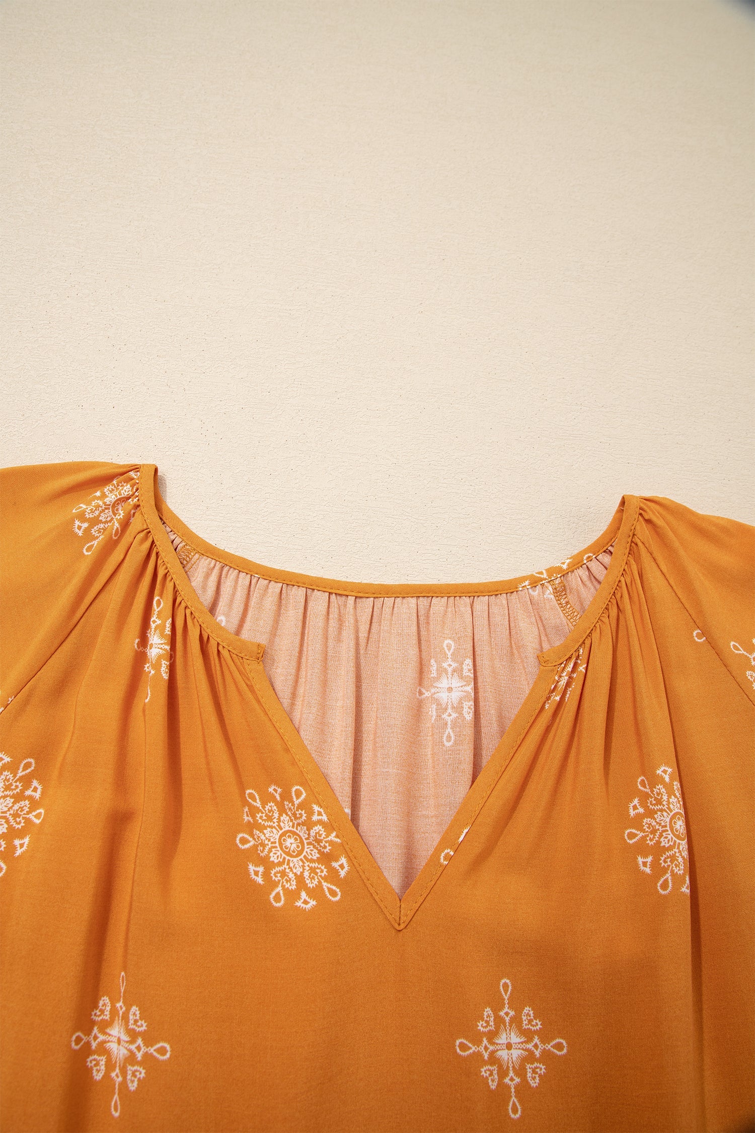 Yellow Boho Floral V-Neck Short Sleeve Top | Viscose