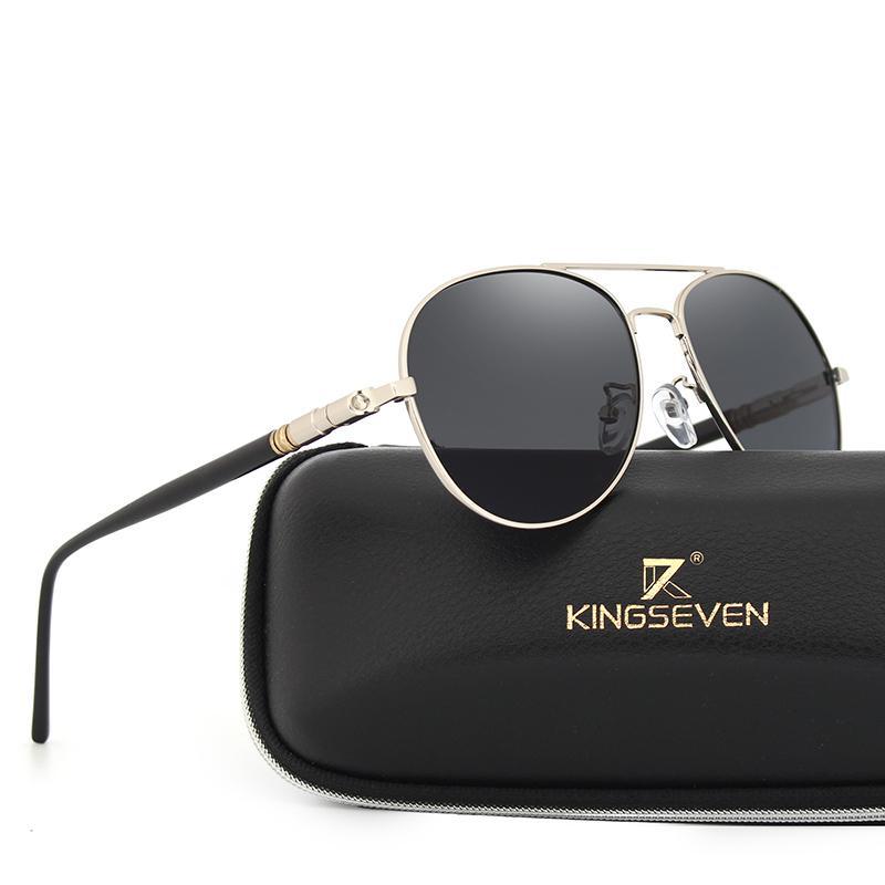 Unisex silver and black aviation polarized sunglasses with metal frame
