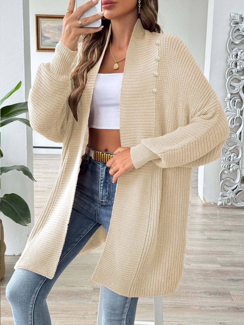 Women's Open Front Long Sleeve Knit Cardigan Lightweight Layer