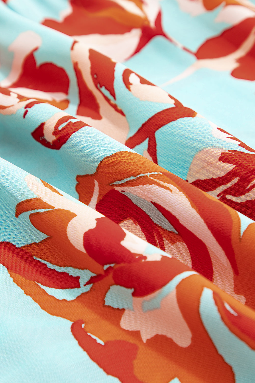 Blue Bohemian Floral Tiered Maxi Skirt with Side Split