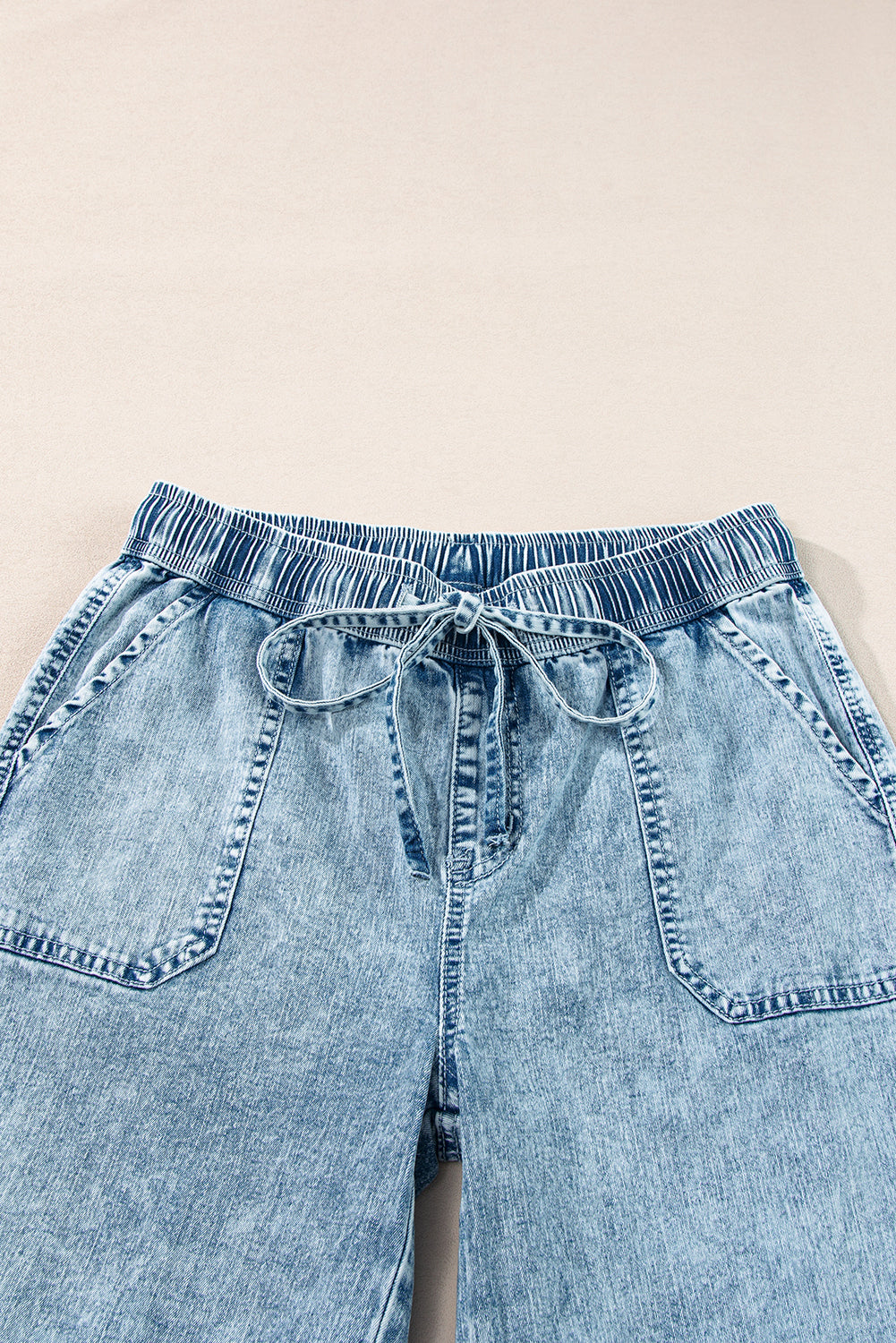 Yamileth Mineral Wash Loose Straight Leg Pants with Drawstring