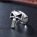 Retro-style biohazard skull ring crafted from stainless titanium steel